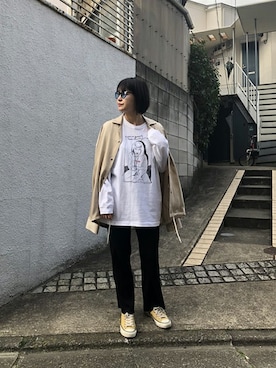 「コラボレーション」｜「アイテム（その他アウター）」を使った、bskbckさん（レディース・155cm）の冬コーディネート