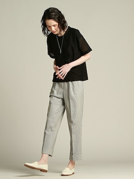 「アイテム（Tシャツ/カットソー、ブラック系）」を使った、LAUTREAMONT CO. ONLINE SHOP ZOZOTOWNさん（レディース・173cm）の夏コーディネート