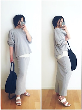 「FRAMeWORK（フレームワーク）のアイテム（スウェット）」を使った、Lullabyさん（レディース・157cm）の春コーディネート