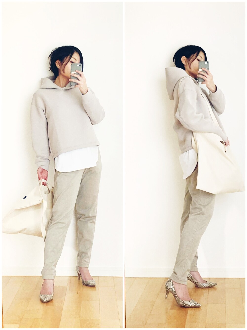 その他のパンプス、ゴールド系のピアス(両耳用)を着用したレディースの冬コーディネートの1枚目の写真