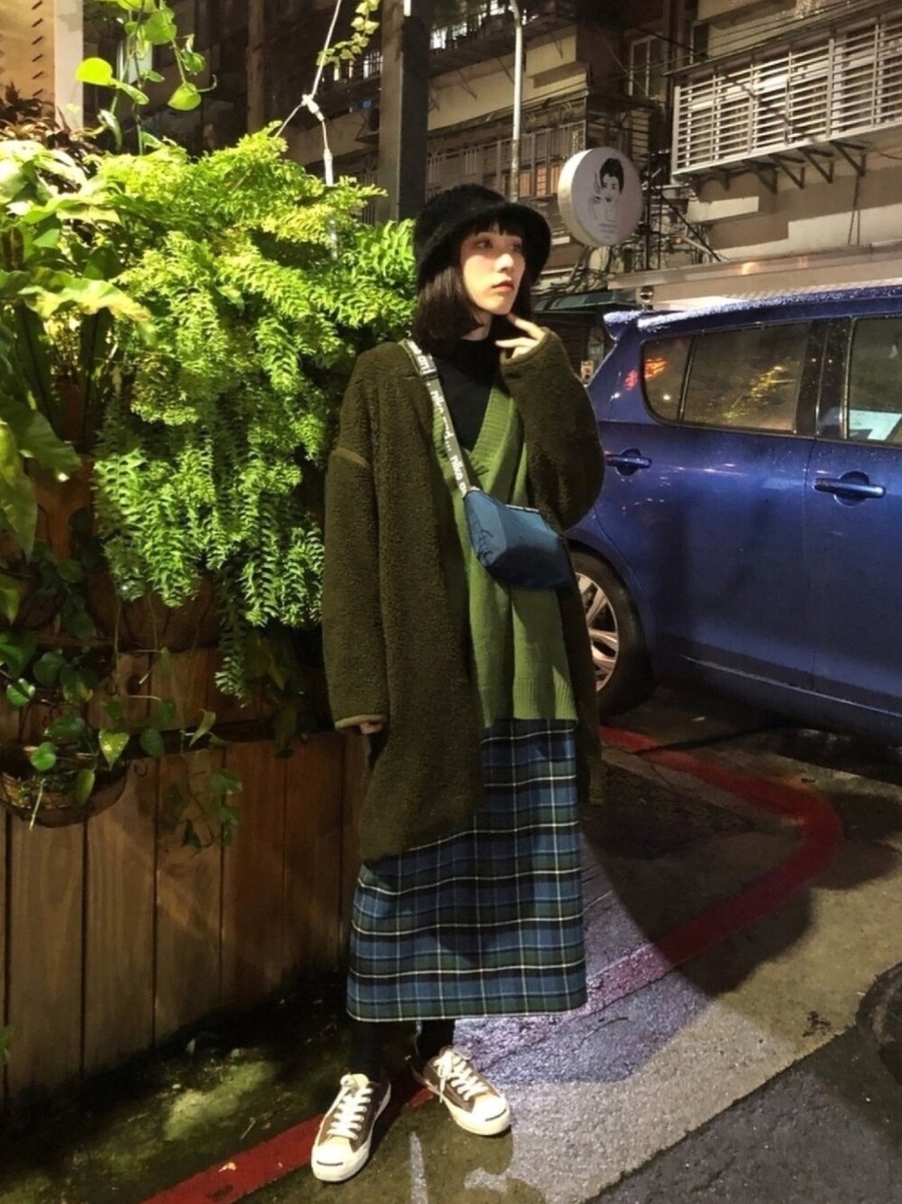 「ootd、ootdtw、niko and ...、converse、冬コーデ、ニコアンド、冬、outfit、winter、Taiwan」｜「niko and...のアイテム（その他アウター、グリーン系）」を使った、Shih シイ🐰さん（レディース・164cm）の冬コーディネートの1枚目の写真