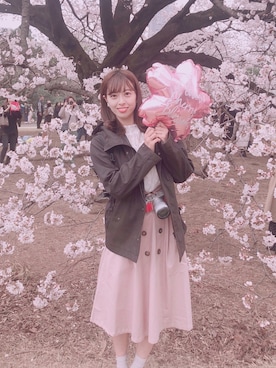 「カメラ女子」｜「アイテム（スカート）」を使った、さくらこさん（レディース・158cm）の春コーディネート
