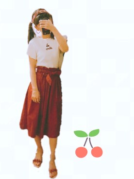 竹之夭夭さんの「WOMEN シアサッカーフレアスカート＋E」を使ったコーディネート