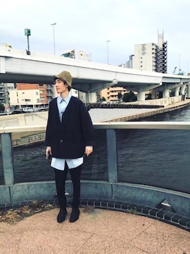 「Journal Standard TRISECT（トライセクト）のアイテム（ジャケット/アウター）」を使った、Jay Liuさん（メンズ・179cm）の冬コーディネート