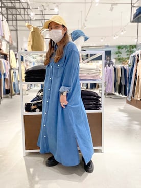 「Lee」｜「アイテム（シャツワンピース）」を使った、anさん（レディース・148cm）の春コーディネート