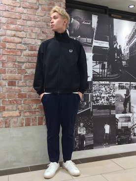 「フレッドペリー」｜「アイテム（ジャージ）」を使った、YAMAUCHIさん（メンズ・172cm）の春コーディネート