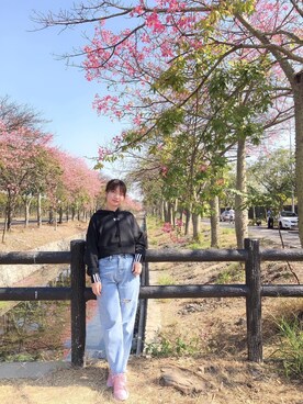 「Lulus（-）のアイテム（パンツ）」を使った、さな🇹🇼さん（レディース・157cm）の春コーディネート