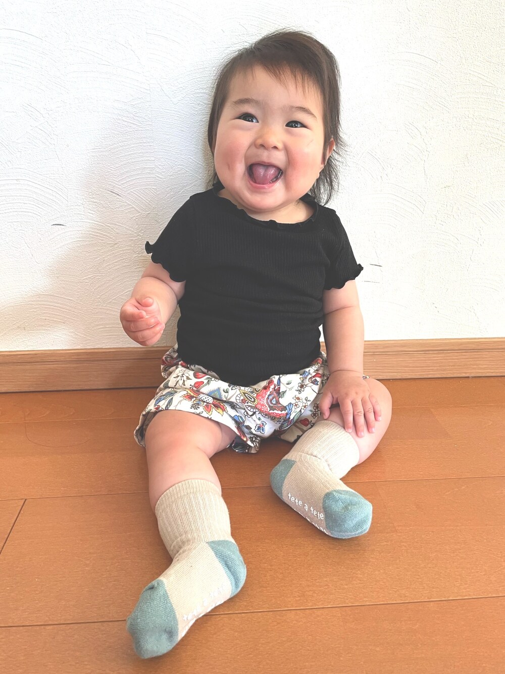 「韓国子供服」｜「西松屋のアイテム（トップス、ブラック系）」を使った、you.さん（キッズ・70cm）の夏コーディネートの1枚目の写真