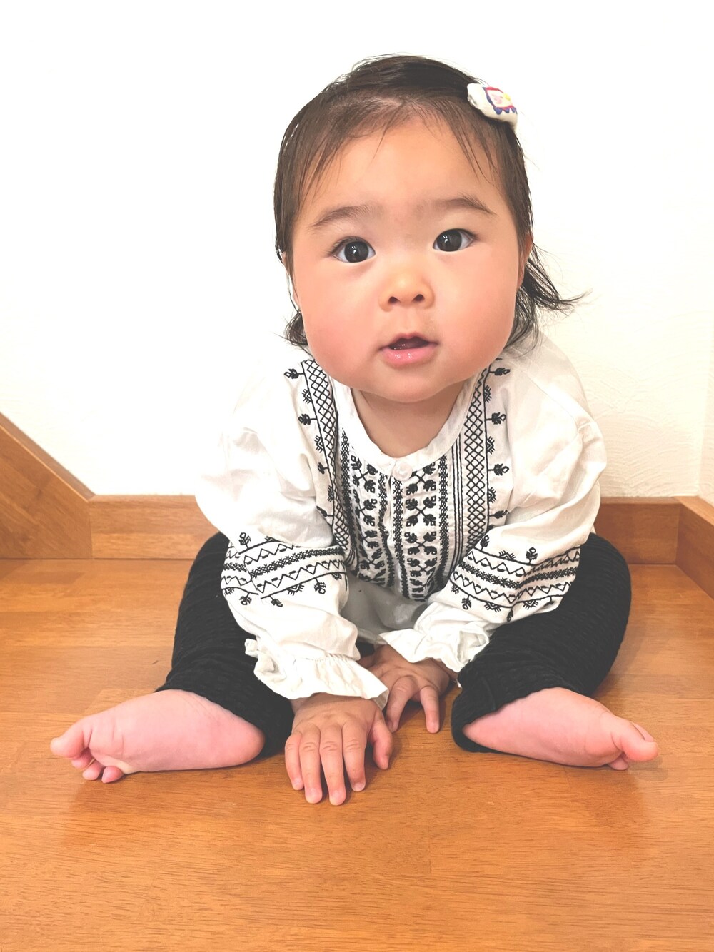 「西松屋のアイテム（シャツ/ブラウス、ホワイト系）」を使った、you.さん（キッズ・70cm）の夏コーディネートの1枚目の写真