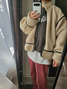 「パイピングコート」｜「アイテム（スウェット）」を使った、sante0708さん（レディース・155cm）の冬コーディネート