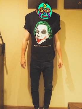 「古着のアイテム（Tシャツ/カットソー、ブラック系）」を使った、ミドリムシさん（メンズ）の冬コーディネート