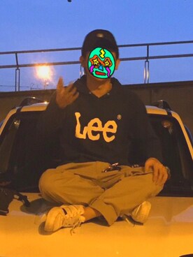 「Lafayette（ラファイエット）のアイテム（キャップ、ブラック系）」を使った、ミドリムシさん（メンズ）の冬コーディネート