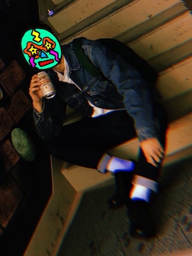 「Levi's（リーバイス）のアイテム（デニムジャケット、ブルー系）」を使った、ミドリムシさん（メンズ）の冬コーディネート