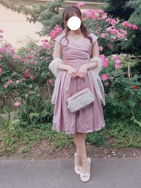 「アイテム（ドレス、ピンク系）」を使った、canさん（レディース・154cm）の春コーディネート