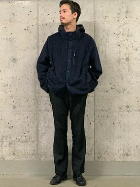 「アイテム（ブルゾン、ブルー系）」を使った、丸一さん（メンズ・174cm）の秋コーディネート