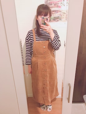 「RAY CASSIN（レイカズン）のアイテム（サロペット/オーバーオール）」を使った、hihihiさん（レディース・153cm）の秋コーディネート