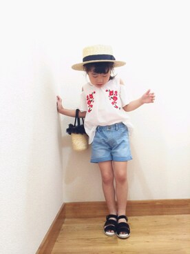 「カットオフ」｜「アイテム（ワンピース/ドレス）」を使った、choco★さん（キッズ・110cm）の春コーディネート