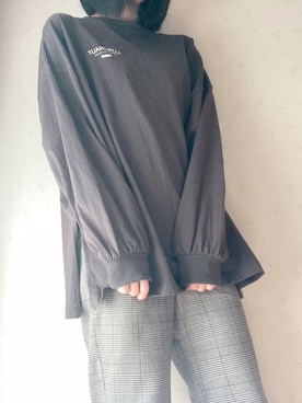 「GORGE（ゴージ）のGORGE / レタリングBIGロンT（Tシャツ/カットソー、ブラック系）」を使った、haru.さん（レディース・162cm）の秋コーディネート