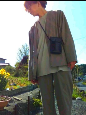 「ラフコーデ」｜「アイテム（ノーカラージャケット）」を使った、翔さん（メンズ・170cm）の春コーディネート