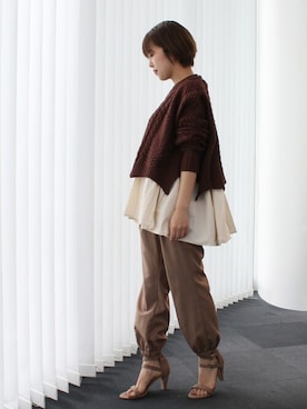 「DRWCYS（ドロシーズ）のアイテム（パンツ）」を使った、YUMIさん（レディース・152cm）の秋コーディネート