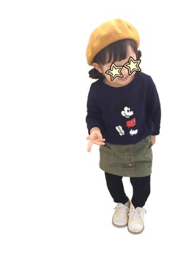 「2歳5ヶ月」｜「アイテム（ハンチング/ベレー帽）」を使った、ちびがーるさん（キッズ・80cm）の冬コーディネート