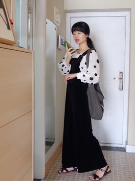 「日系极简」｜「アイテム（サロペット/オーバーオール）」を使った、PDさん（レディース・167cm）の夏コーディネート