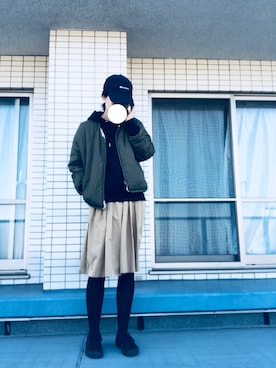 「mystic（ミスティック）のファーリバーシブルブルゾン（ブルゾン、グリーン系）」を使った、y.0316さん（レディース・163cm）の冬コーディネート