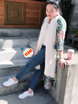 「NET（ネット）のアイテム（その他アウター）」を使った、朱朱さん（レディース・160cm）の春コーディネート