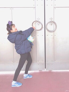 「Reebok（リーボック）のレディース Reebok リーボック GL 3000 ABC W BS8003 *BLUE/WHT/PINK（スニーカー、ブルー系）」を使った、MOEさん（レディース・158cm）の冬コーディネート