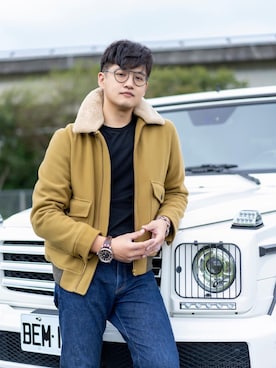 「ic!berlin（アイシーベルリン）のアイテム」を使った、Leön Hungさん（メンズ・183cm）の冬コーディネート