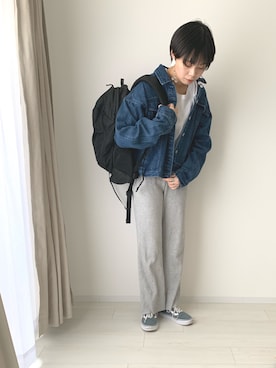 「Tシャツ×デニム」｜「アイテム（デニムジャケット）」を使った、sakiさん（レディース・156cm）の春コーディネート