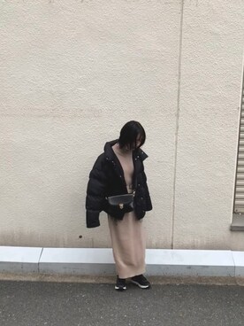 「ADAM ET ROPE'（アダムエロペ）のラウンドクロスボディーバッグ（ショルダーバッグ）」を使った、sakiさん（レディース・156cm）の冬コーディネート