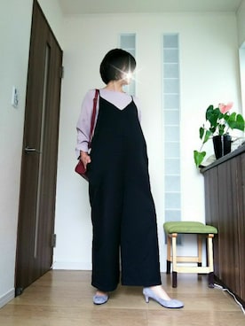 「ショッピング」｜「アイテム（サロペット/オーバーオール）」を使った、aitamunさん（レディース・157cm）の秋コーディネート