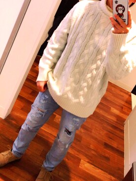 「H&M DIVIDED（エイチアンドエム　ディヴァイデッド）のアイテム（デニムパンツ、ブルー系）」を使った、🌸A&M🌸さん（メンズ・165cm）の冬コーディネート