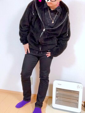 「UNIQLO（ユニクロ）のアイテム（その他パンツ、ブラック系）」を使った、🌸A&M🌸さん（メンズ・165cm）の冬コーディネート