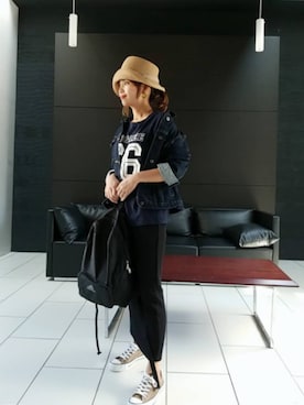 「グラフィックＴ」｜「アイテム（デニムジャケット）」を使った、yukky151cm5mmさん（レディース・152cm）の春コーディネート