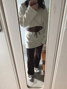 「リブニットパンツ」｜knwearさん（レディース・153cm）の秋コーディネート