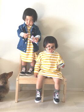 「SM2（エスエムツー）のアイテム（ジャケット/アウター）」を使った、R___Rさん（キッズ・80cm）の冬コーディネート