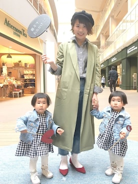 「アイテム（トレンチコート、グリーン系）」を使った、R___Rさん（キッズ・80cm）の春コーディネート