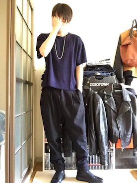 「ONE DAY KMC （ワンデイケーエムシー）のアイテム（スニーカー）」を使った、Y-sukeさん（メンズ・173cm）の春コーディネート