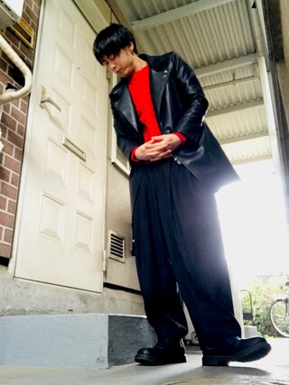 Y-suke使用「hardcover（hardcover/Fake Leather Long Riders）」的時尚穿搭