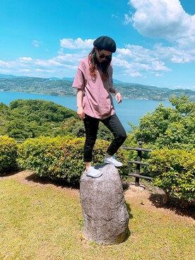 「GU（ジーユー）のアイテム（パンツ、ブラック系）」を使った、まぁこさん（レディース・160cm）の春コーディネート