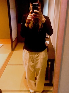 「SAINT JAMES（セントジェームス）のSAINT JAMES/セントジェームス　OUESSANT SOLID                  （Tシャツ/カットソー、ブラック系）」を使った、まぁこさん（レディース・160cm）の秋コーディネート