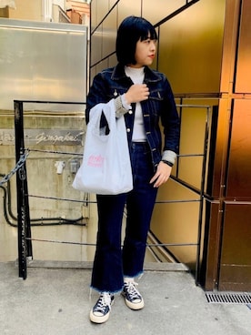 「TOMMY HILFIGER（トミーヒルフィガー）のアイテム（ジャケット/アウター）」を使った、Aya Tanakaさん（レディース・152cm）の春コーディネート