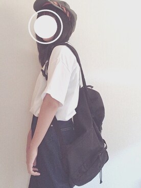 「アイテム（キャスケット、グリーン系）」を使った、りここさん（レディース・152cm）の秋コーディネート