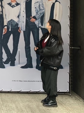 「SLY（スライ）のアイテム（ムートンコート）」を使った、naaaaさん（レディース・158cm）の冬コーディネート