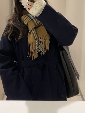 「niko and...（ニコアンド）のアイテム（チェスターコート）」を使った、nanameさん（レディース・154cm）の冬コーディネート