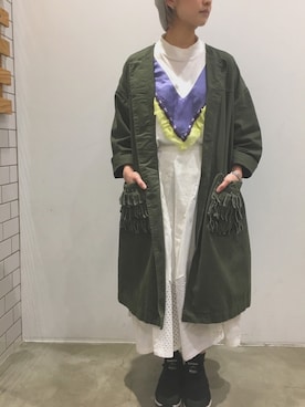 「rivet & surge（リベットアンドサージ）のアイテム（ジャケット/アウター）」を使った、MARI(E)さん（レディース・158cm）の春コーディネート