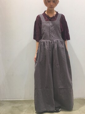 「rivet & surge（リベットアンドサージ）のアイテム（オールインワン・サロペット）」を使った、MARI(E)さん（レディース・158cm）の夏コーディネート