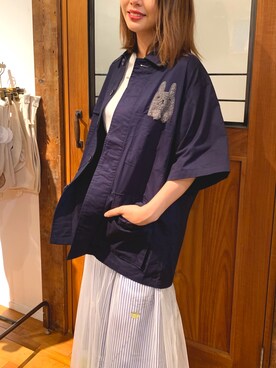 「rivet & surge（リベットアンドサージ）のアイテム（ジャケット/アウター）」を使った、MARI(E)さん（レディース・158cm）の夏コーディネート